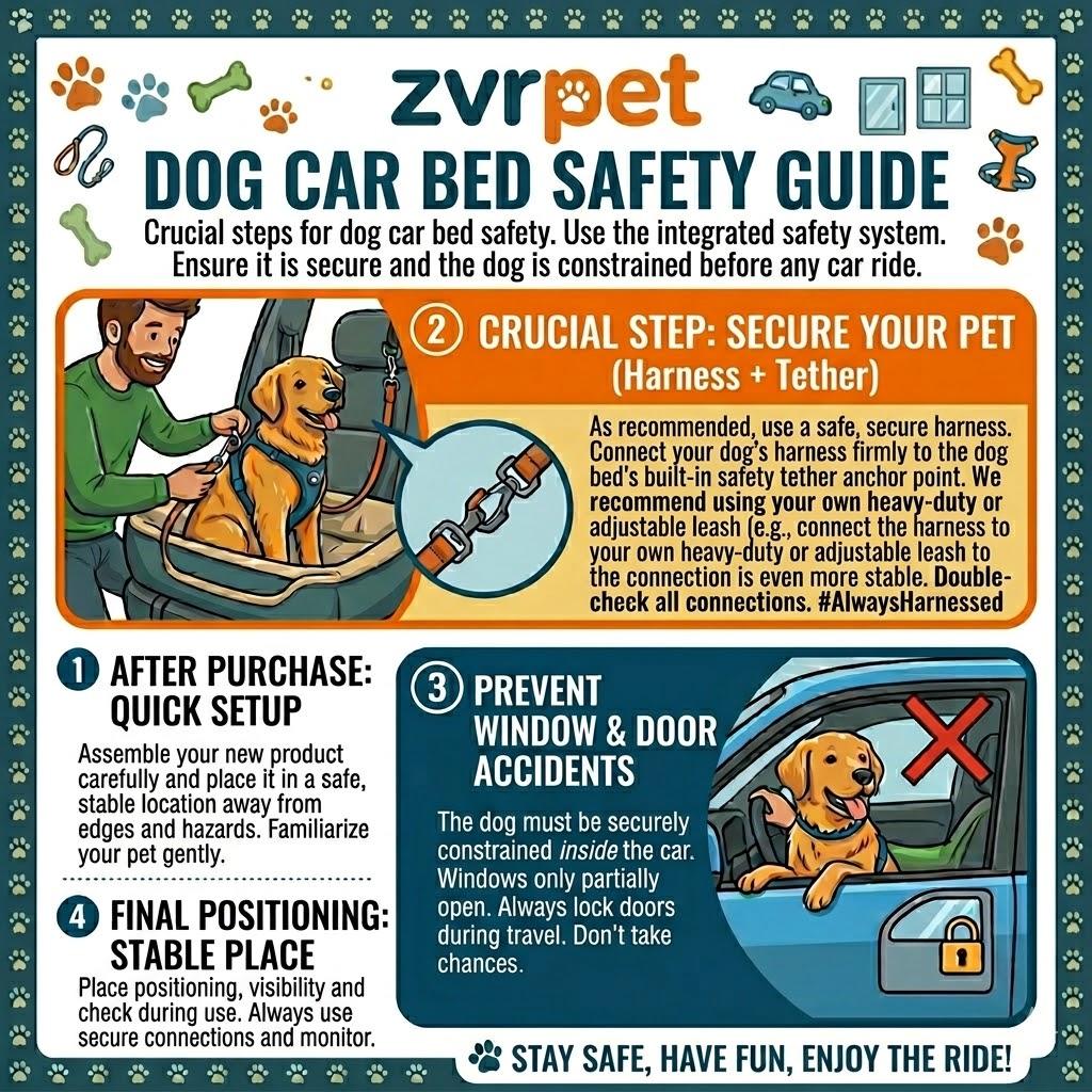 ZVRpet Pet Car Bed Gray Fully Detachable and Washable Memory Foam Covered Dog Car Seat Soft Fabric Easy to Install with Adjustable Straps Anti-Slip Bottom Cover for Back Seat for Car SUV Outdoorfun Travel