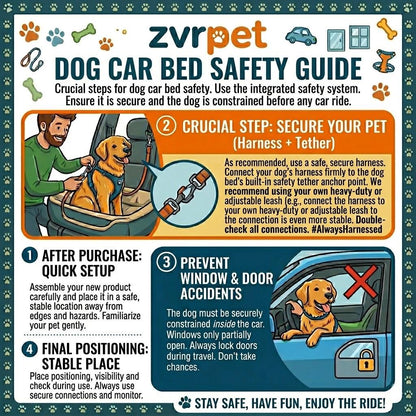 ZVRpet Pet Car Bed Gray Fully Detachable and Washable Memory Foam Covered Dog Car Seat Soft Fabric Easy to Install with Adjustable Straps Anti-Slip Bottom Cover for Back Seat  for Car SUV Outdoorfun Travel