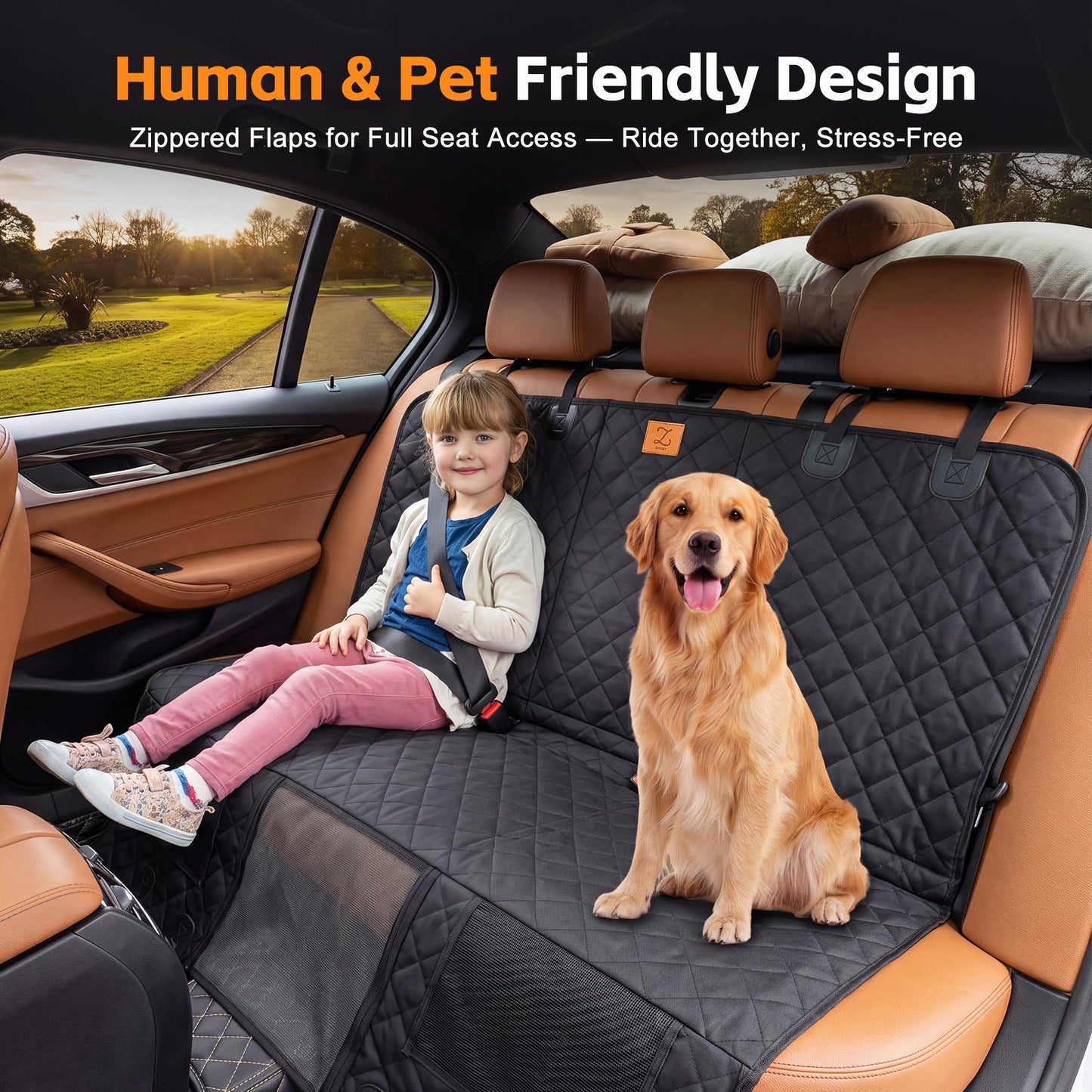 ZVRpet Dog Car Seat Cover with Mesh Window  Waterproof & Scratch-Resistant Pet Hammock for Back Seat High-Strength PP Support Board Undeformable Heavy Duty Non-Slip Protector for SUVs & Trucks Large Size Summervibes petlovers
