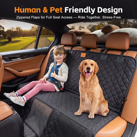 ZVRpet Dog Car Seat Cover with Mesh Window  Waterproof & Scratch-Resistant Pet Hammock for Back Seat High-Strength PP Support Board Undeformable Heavy Duty Non-Slip Protector for SUVs & Trucks Large Size Summervibes petlovers