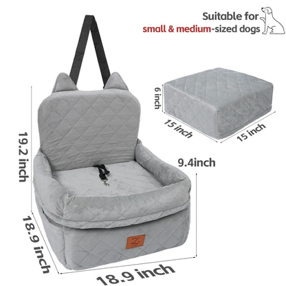 ZVRpet Pet Car Bed Gray Fully Detachable and Washable Memory Foam Covered Dog Car Seat Soft Fabric Easy to Install with Adjustable Straps Anti-Slip Bottom Cover for Back Seat  for Car SUV Outdoorfun Travel