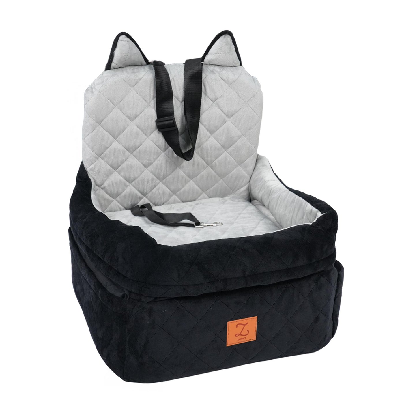 ZVRpet Pet Car Bed Gray & Black Fully Detachable and Washable Memory Foam Dog Car Seat Soft Fabric Easy to Install with Adjustable Straps Anti-Slip Bottom Cover for Back Seat for Car SUV Outdoor Travel Pet Carrier