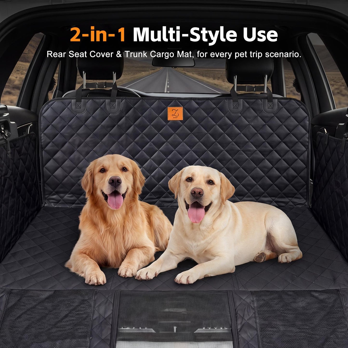 ZVRpet Dog Car Seat Cover with Mesh Window  Waterproof & Scratch-Resistant Pet Hammock for Back Seat High-Strength PP Support Board Undeformable Heavy Duty Non-Slip Protector for SUVs & Trucks Large Size Summervibes petlovers