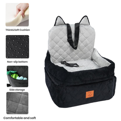 ZVRpet Pet Car Bed Gray & Black Fully Detachable and Washable Memory Foam Dog Car Seat Soft Fabric Easy to Install with Adjustable Straps Anti-Slip Bottom Cover for Back Seat for Car SUV Outdoor Travel Pet Carrier