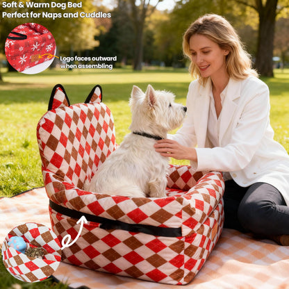 ZVRpet 2026 Spring/Summer Vitality Collection Plaid Noel Pet Car Seat Detachable & Washable Memory Foam Dog Seat Mat, Anti-Slip Car Seat Cover with Adjustable Straps for SUV/Travel, Suitable for Small & Medium Dogs