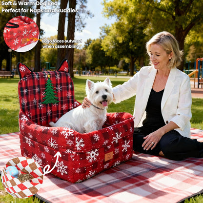 ZVRpet Limited Edition Pet Car Seat Red Tree Detachable & Washable Memory Foam, Anti-Slip Car Seat Cover with Adjustable Straps for SUV/Travel, Outdoor Travel Essential Suitable for Small & Medium Dogs