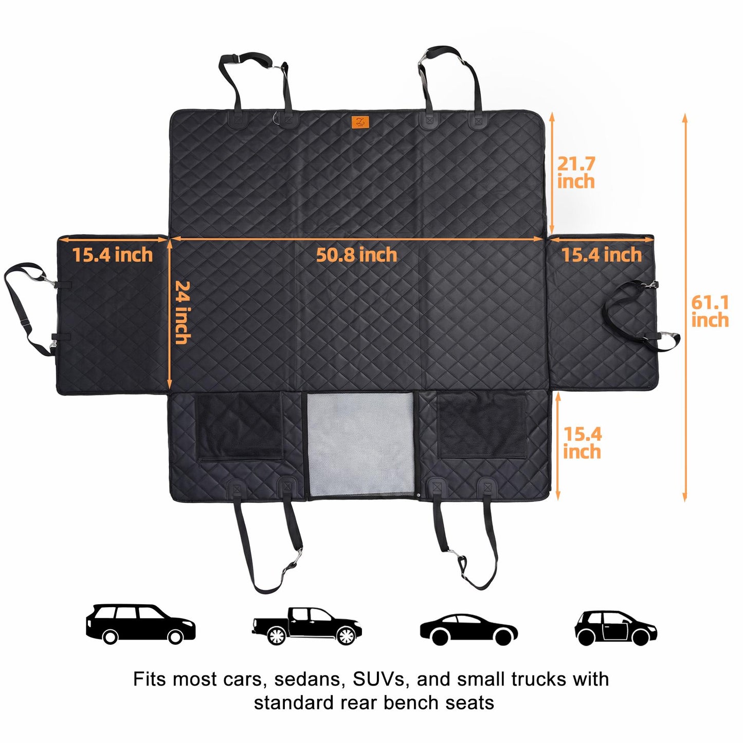 ZVRpet Dog Car Seat Cover with Mesh Window  Waterproof & Scratch-Resistant Pet Hammock for Back Seat High-Strength PP Support Board Undeformable Heavy Duty Non-Slip Protector for SUVs & Trucks Large Size Summervibes petlovers