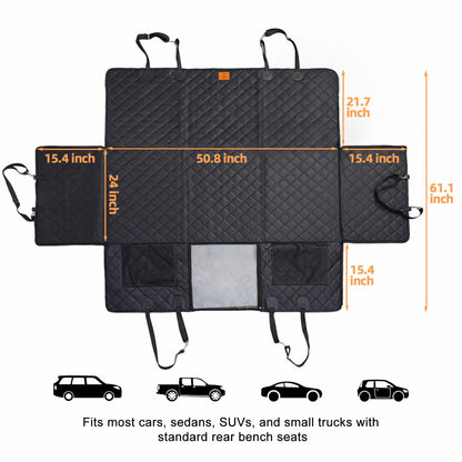 ZVRpet Dog Car Seat Cover with Mesh Window  Waterproof & Scratch-Resistant Pet Hammock for Back Seat High-Strength PP Support Board Undeformable Heavy Duty Non-Slip Protector for SUVs & Trucks Large Size Summervibes petlovers