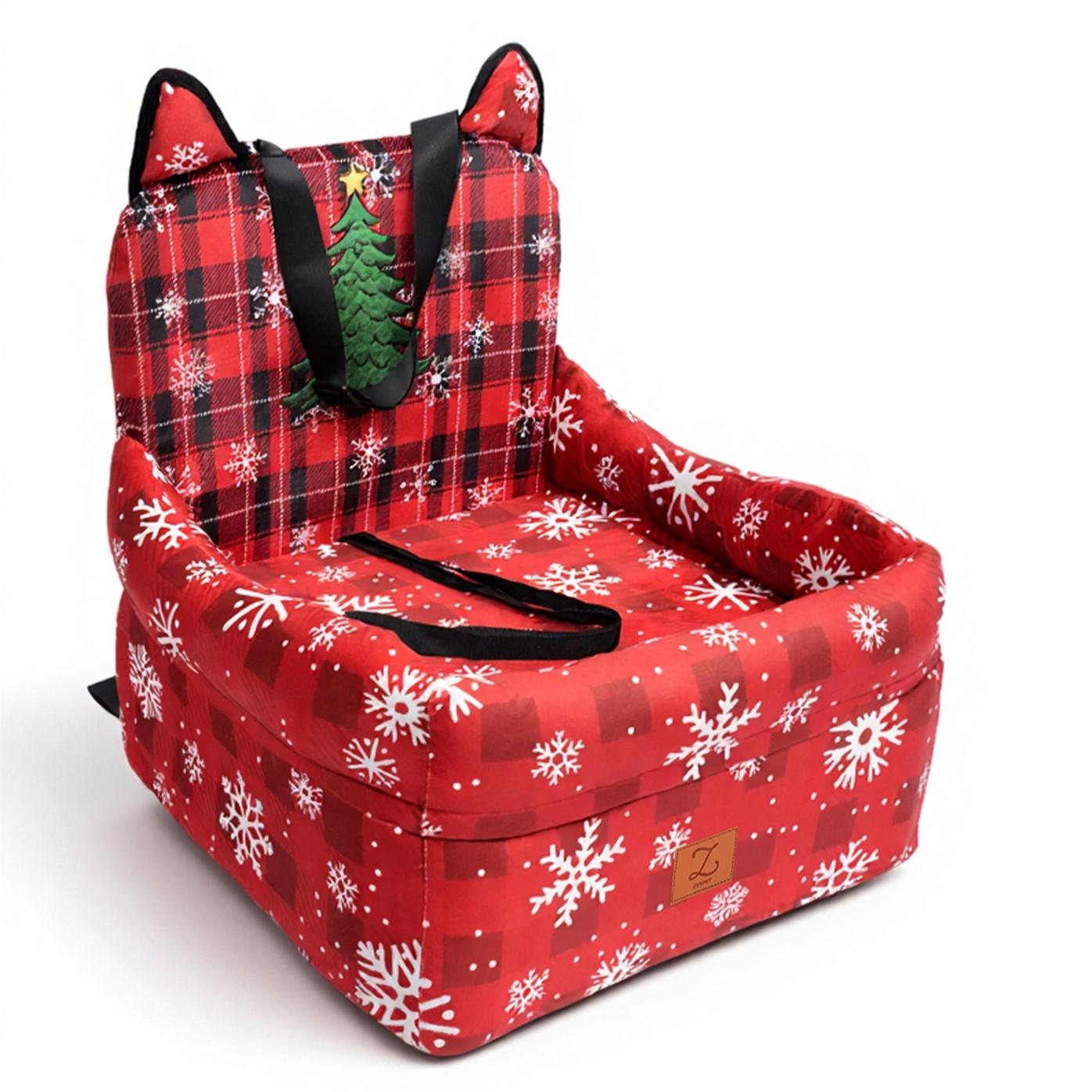 ZVRpet Limited Edition Pet Car Seat Red Tree Detachable & Washable Memory Foam, Anti-Slip Car Seat Cover with Adjustable Straps for SUV/Travel, Outdoor Travel Essential Suitable for Small & Medium Dogs